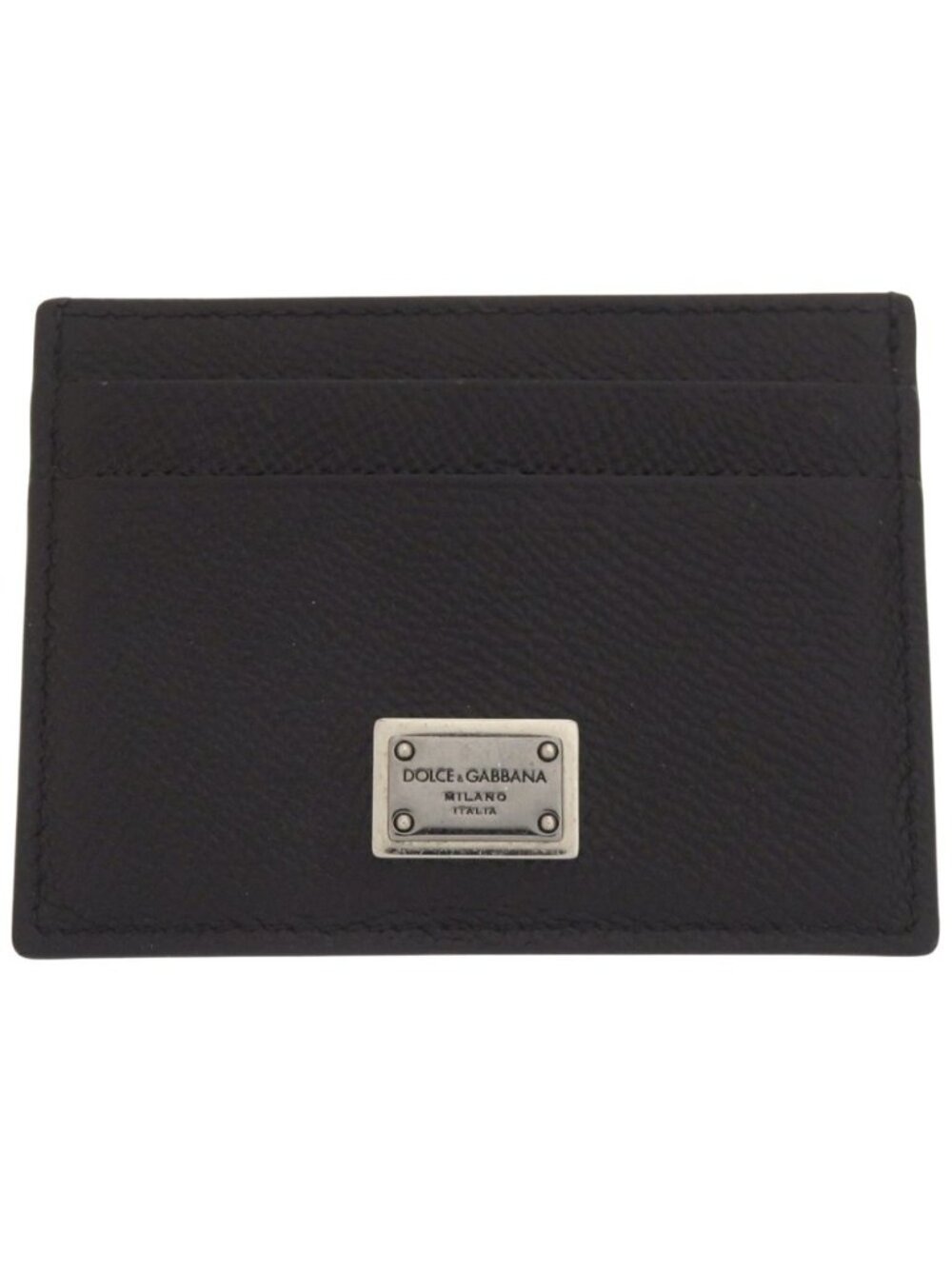 Dolce & Gabbana Logo Plate Leather Black Card Case
